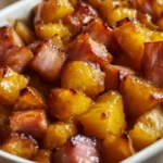 Brown Sugar Pineapple Ham Bake – golden caramelized ham and pineapple in brown sugar glaze, perfect for Christmas or Easter dinner