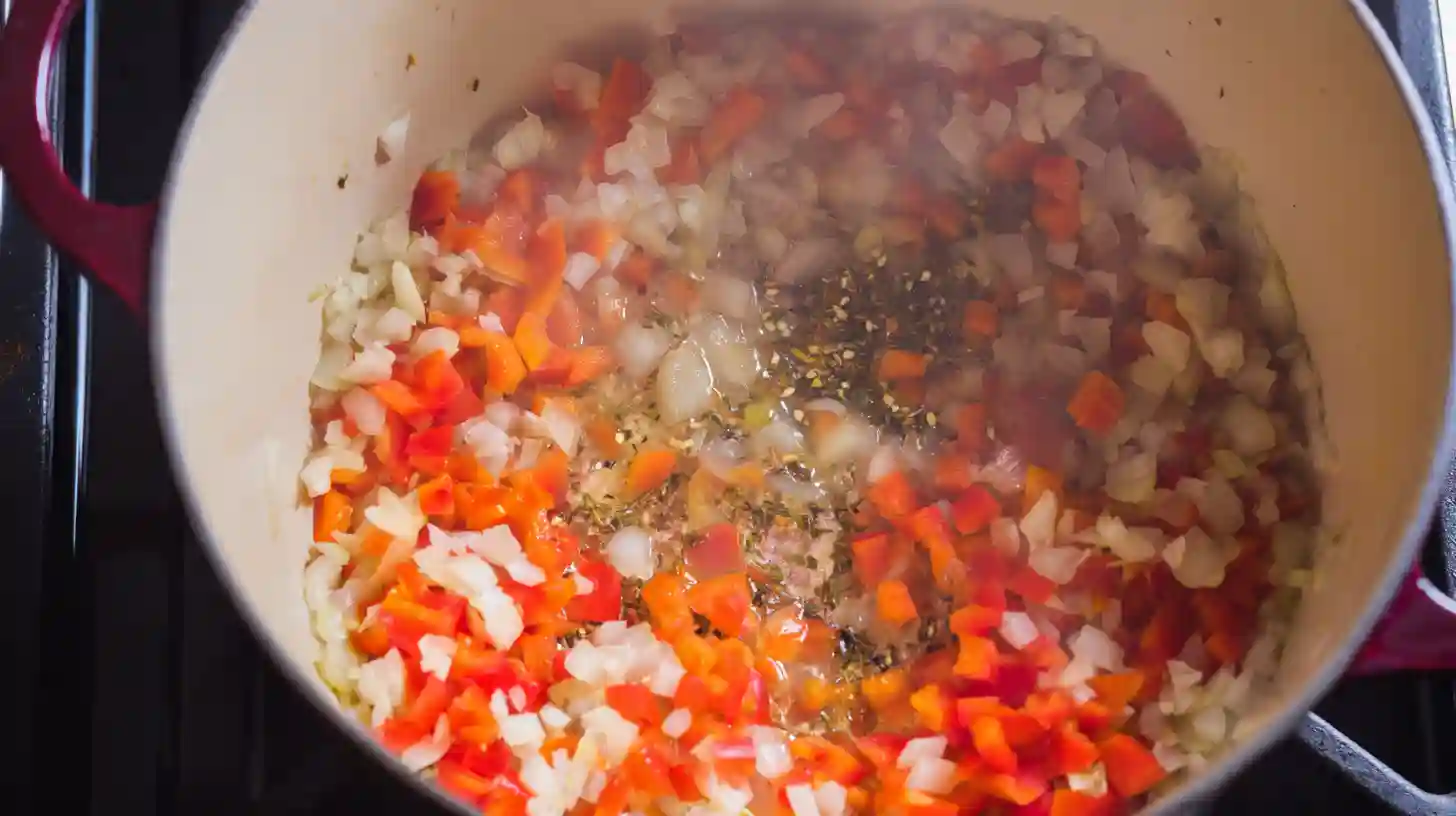 Sautéing aromatics in the best pot for ramen noodles for easy one-pot spicy broth
