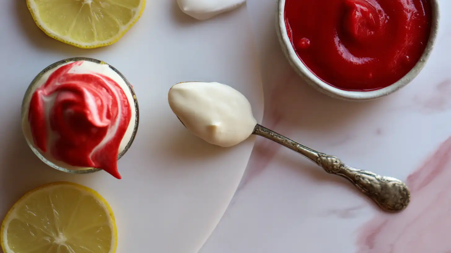 Sauces for no bake strawberry cheesecake bites including strawberry coulis, white chocolate drizzle, and lemon glaze — perfect easy holiday dessert toppings.