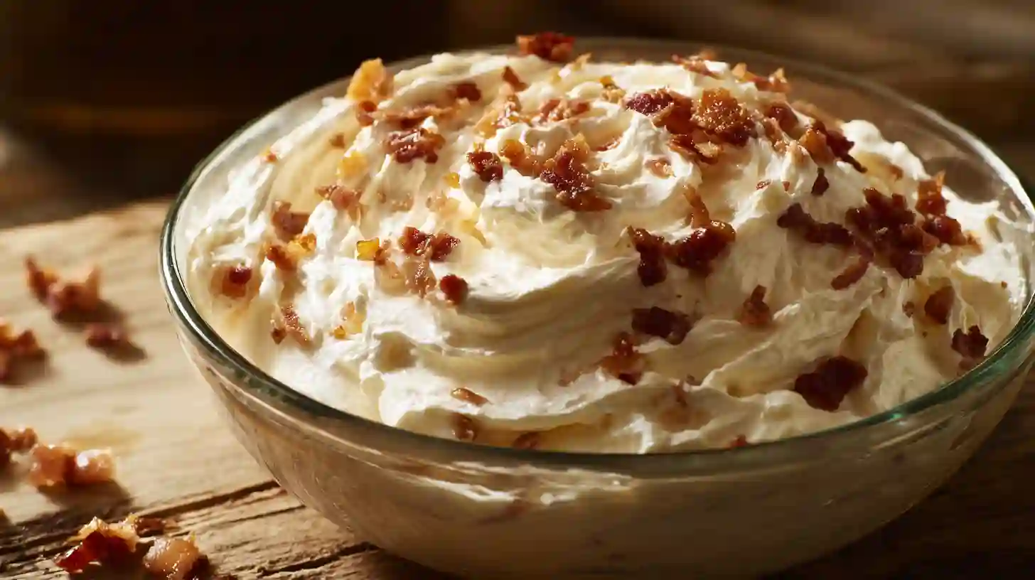 cream-cheese-bacon-filling-for-bourbon-maple-french-toast Cream cheese and crispy bacon filling for Bourbon Maple Bacon Stuffed French Toast – rich gourmet breakfast recipe for luxury holiday brunch.