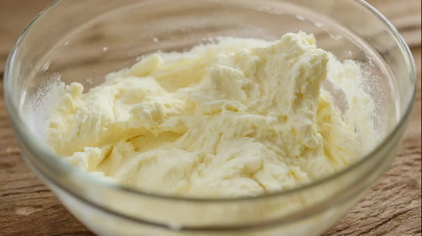 creamed-butter-sugar-sweet-potato-cake-step1 Creaming butter and sugar for moist sweet potato cake base – key step for light texture