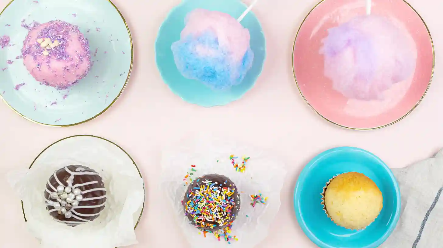 crispy-cotton-candy-cheesecake-bombs-variations Five variations of crispy cotton candy cheesecake dessert bombs including air-fried, baked, and birthday party treat versions for easy holiday desserts and sweet snack recipes for kids.