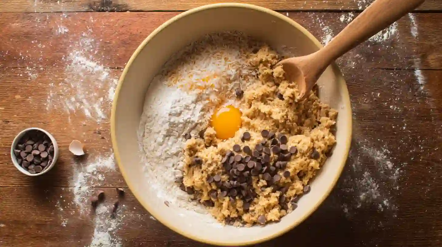 easy-coconut-toffee-cookie-bars-step1-build-crust Easy Coconut Toffee Chocolate Chip Cookie Bars crust step – easy coconut dessert recipes with oats, chocolate, and butter