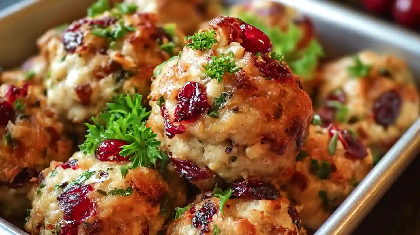 Festive Cranberry Turkey Stuffing Balls – quick and cheap holiday meals for easy dinner recipes for families