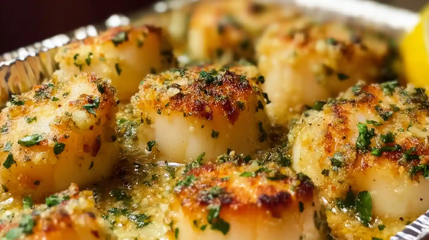 Garlic Butter Baked Scallops – Easy Seafood Dinner with Creamy Garlic Butter Sauce and Crispy Golden Topping