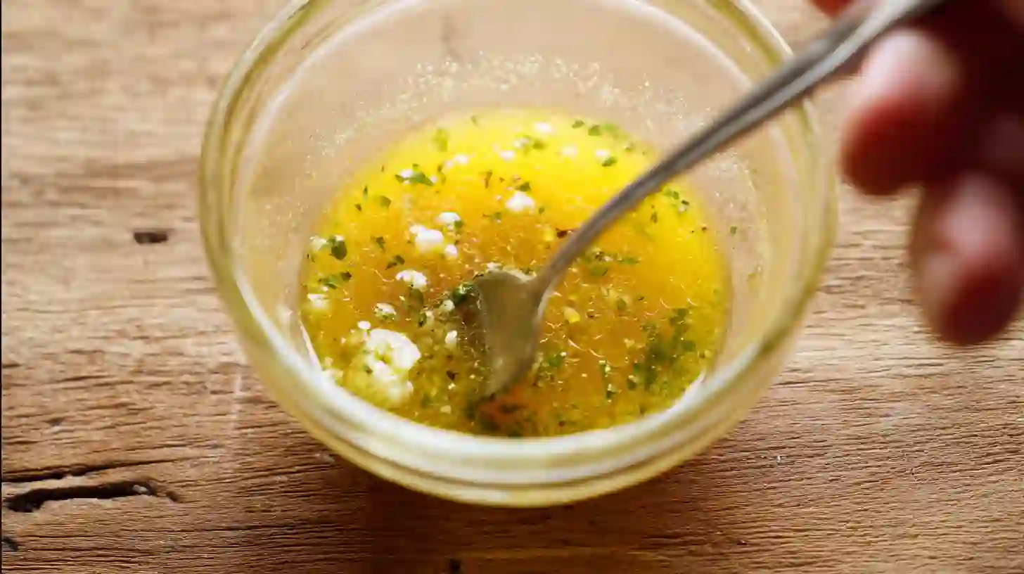 garlic-butter-baked-scallops-step2-mix-butter-sauce Step 2 – Mixing Garlic Butter Sauce for Healthy Seafood Dinner Recipes with Lemon, Garlic, and Fresh Herbs