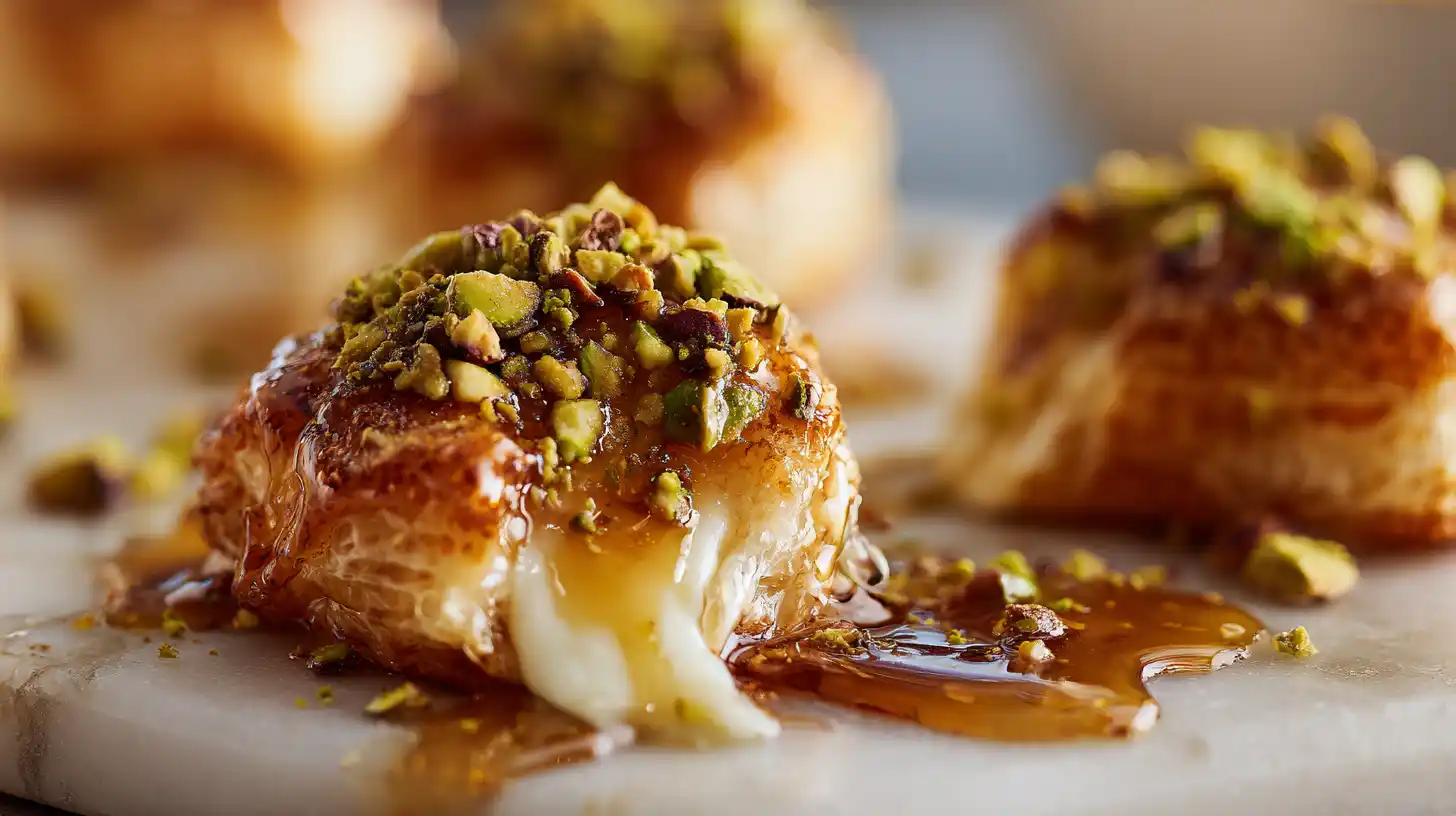 Pistachio-Crusted Brie Bites with Fig Honey Glaze Holiday Magic Made Easy