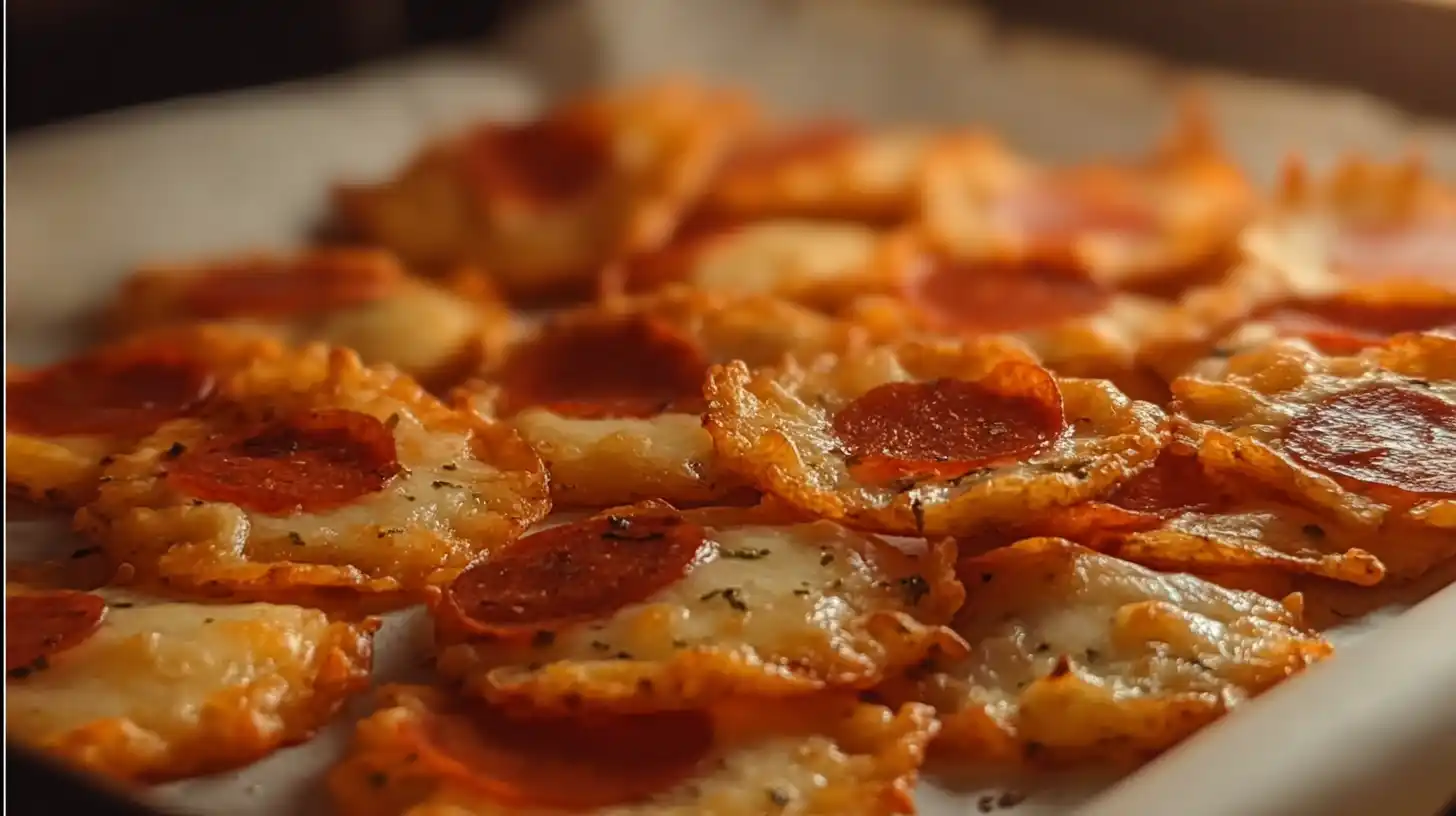 Pizza Chips Recipe – golden baked cheese crisps in oven for healthy high-protein snack ideas and easy low-carb appetizer recipes