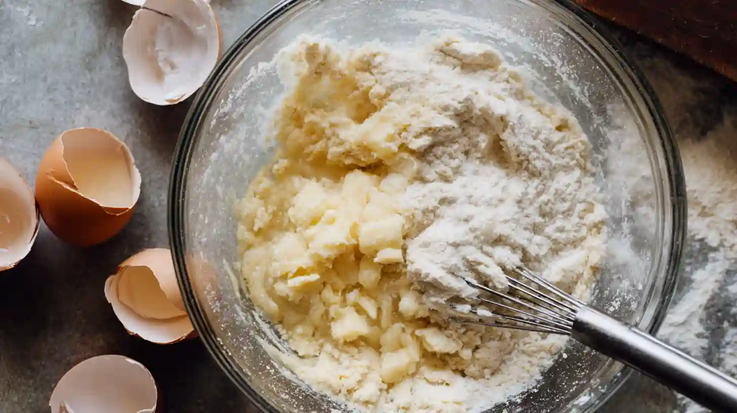 Mixing sweet dough for churro cheesecake bars in a bowl – a must-do step in simple baking recipes and easy dessert bar recipes