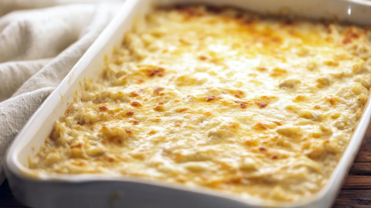 Freshly baked chicken casserole dinner resting before serving, perfect for budget family meals and easy southern recipes