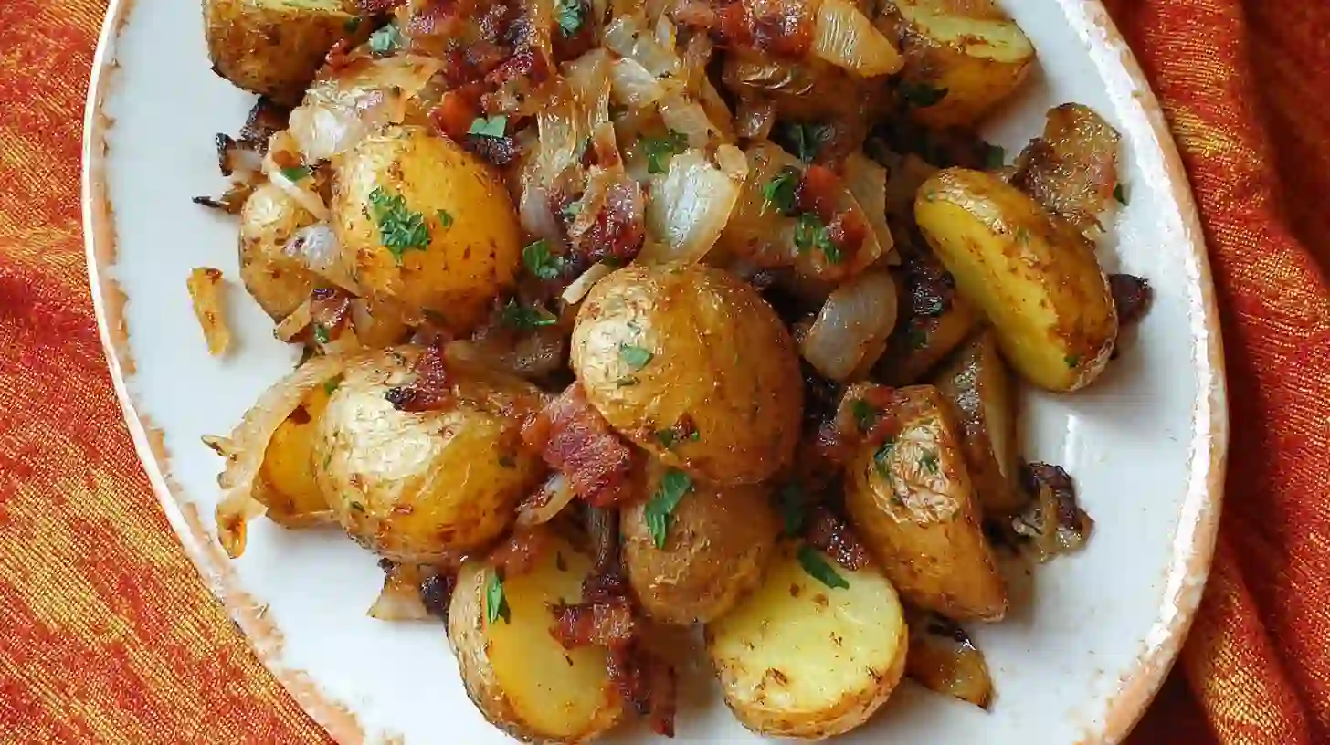 step4-garnished-breakfast-potatoes-parsley Garnished roasted potatoes ready to serve for easy holiday breakfast and family brunch recipes