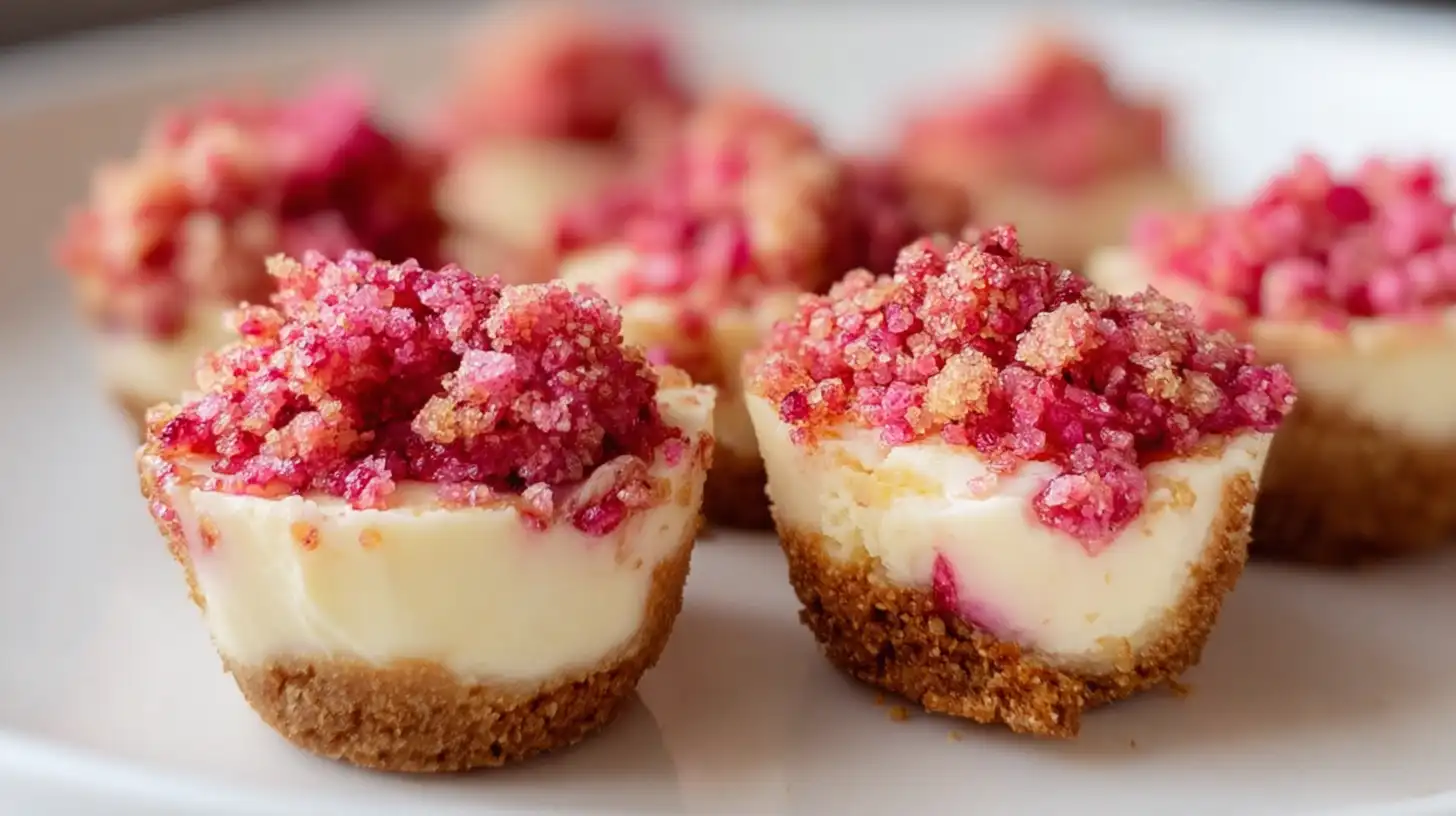 Strawberry Crunch Cheesecake Bites – easy no bake cheesecake bites, best strawberry dessert recipes with graham cracker crust.