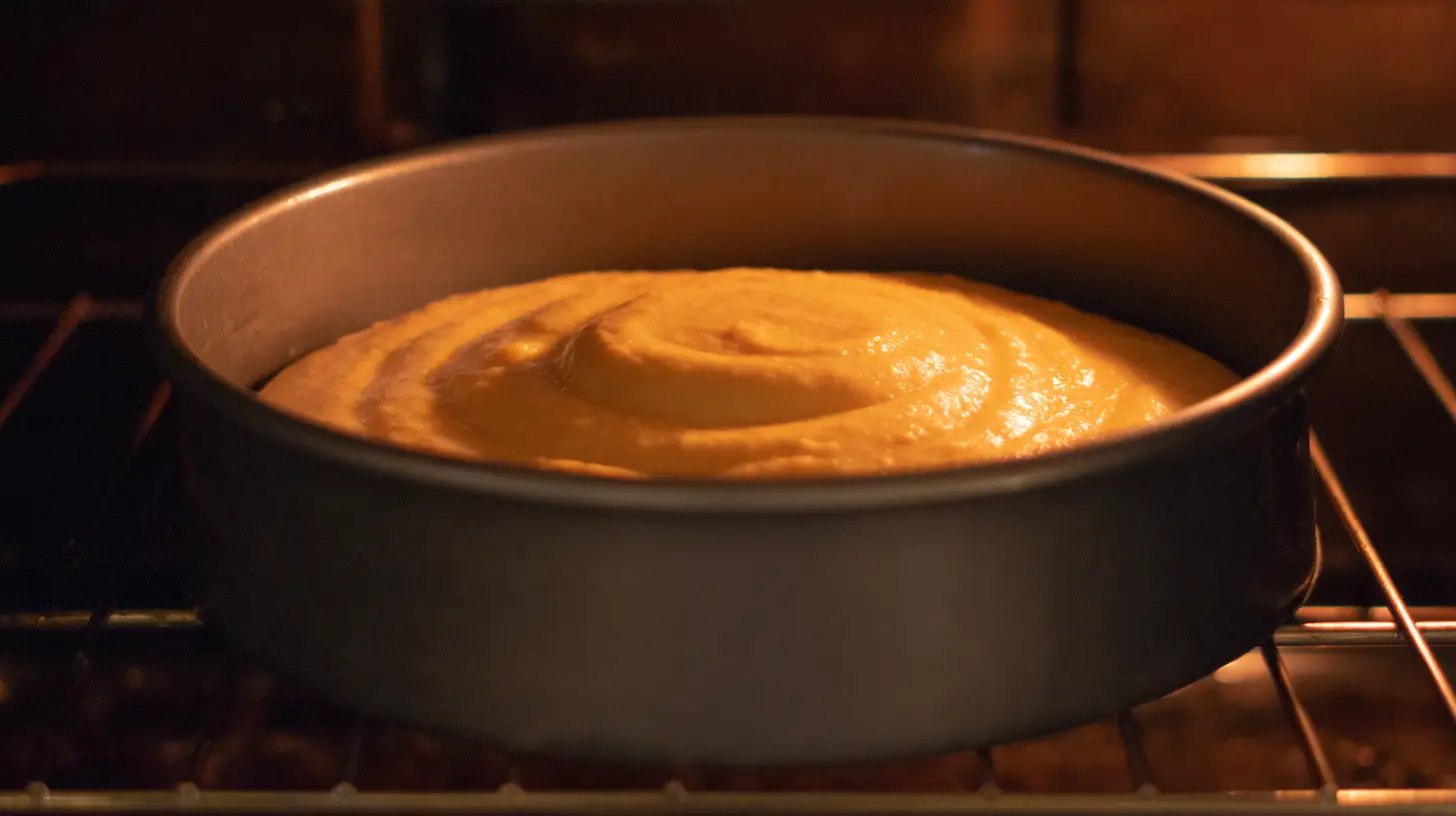 sweet-potato-cake-bake-bundt-pan-step5 Sweet potato cake batter in bundt pan ready to bake – classic fall dessert and homemade holiday cake