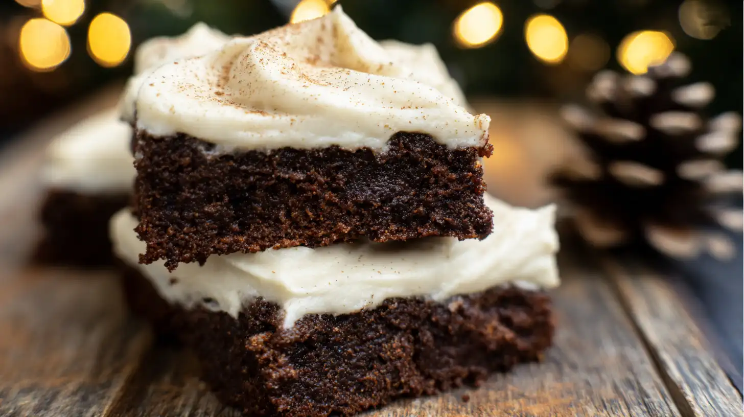 The Best Frosted Gingerbread Brownies (Chewy & Fudgy)