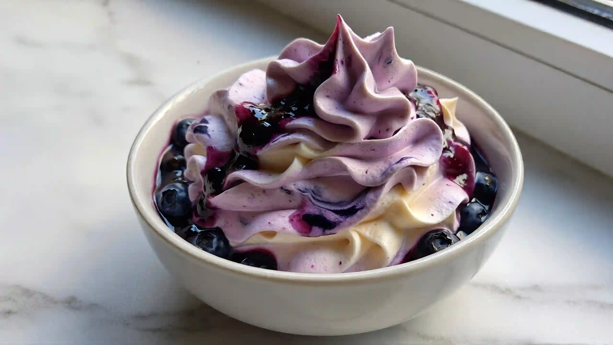 Delicious and Easy Cool Whip Flavor Variations Blueberry cheesecake Cool Whip dessert topping – light whipped topping swirled with blueberry filling and cream cheese, perfect for no-bake cheesecakes, parfaits, or fruit bowls.