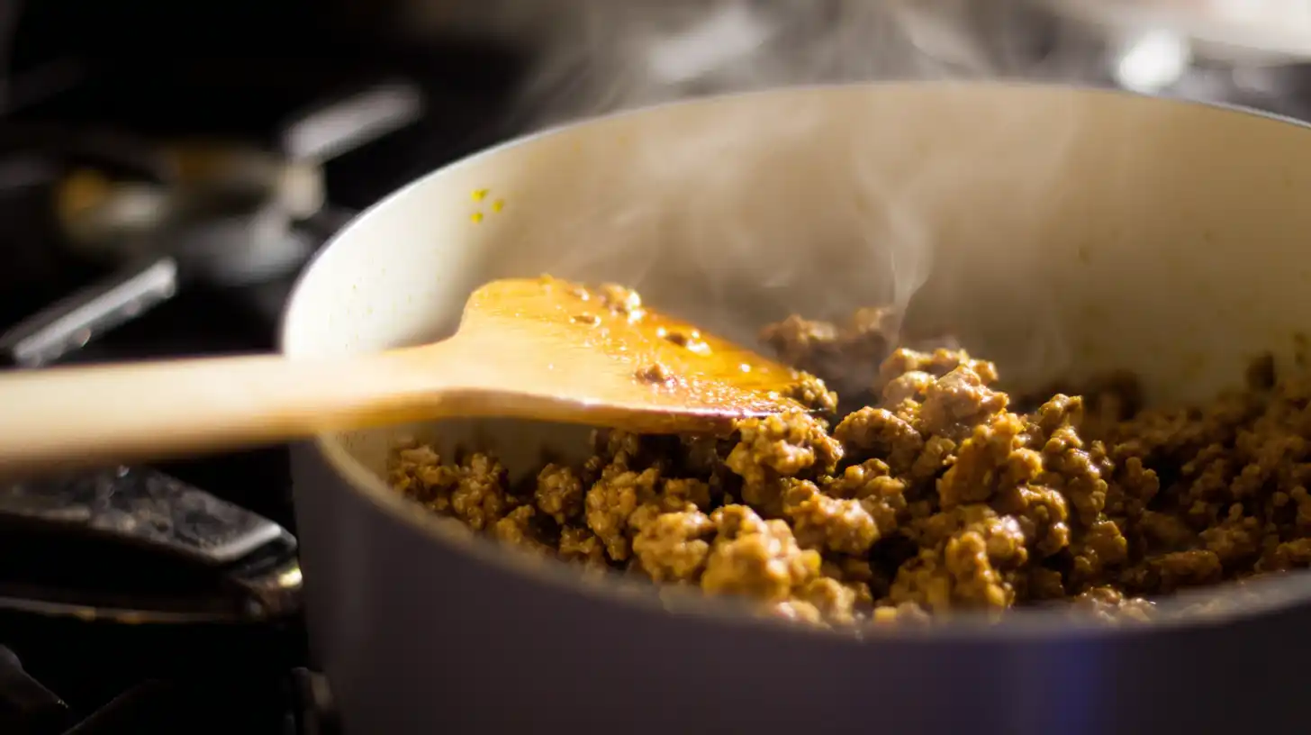 browning-italian-sausage-for-creamy-soup Browning Italian sausage in olive oil for creamy sausage soup, a perfect base for quick comfort food recipes and easy weeknight dinners.