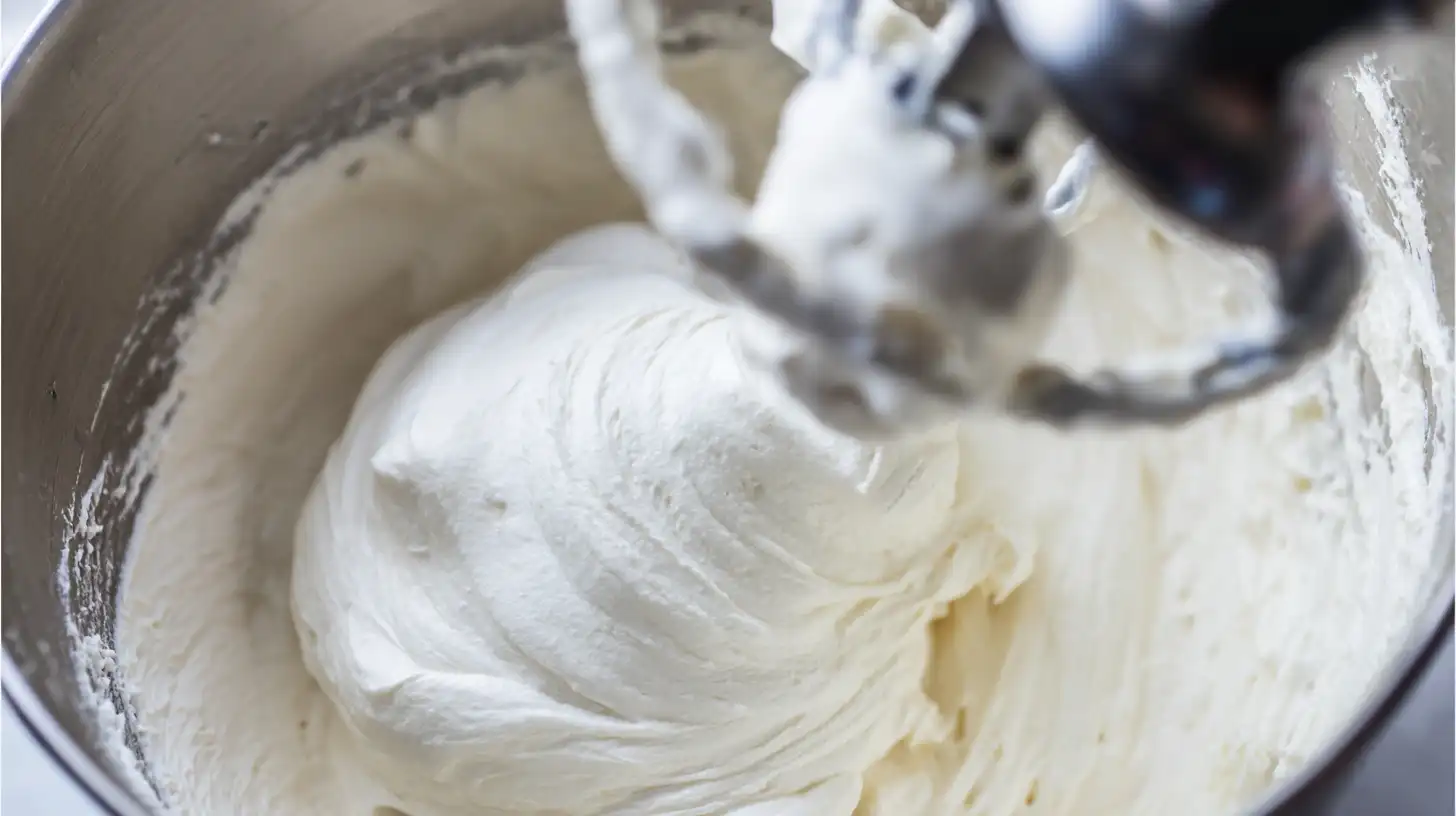 whipping-cheesecake-layer-for-no-bake-pudding-dessert Whipping cream cheese, powdered sugar, heavy cream, and vanilla into a fluffy no-bake cheesecake layer for banana pudding dessert — ideal for easy summer desserts and high-traffic no-bake recipes.