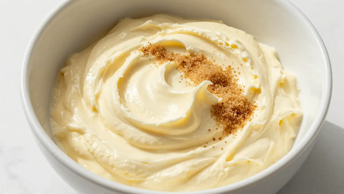 Creamed butter and sugar mixture for soft butter cookie recipe on white marble – homemade cinnamon cheesecake donut cookie base preparation