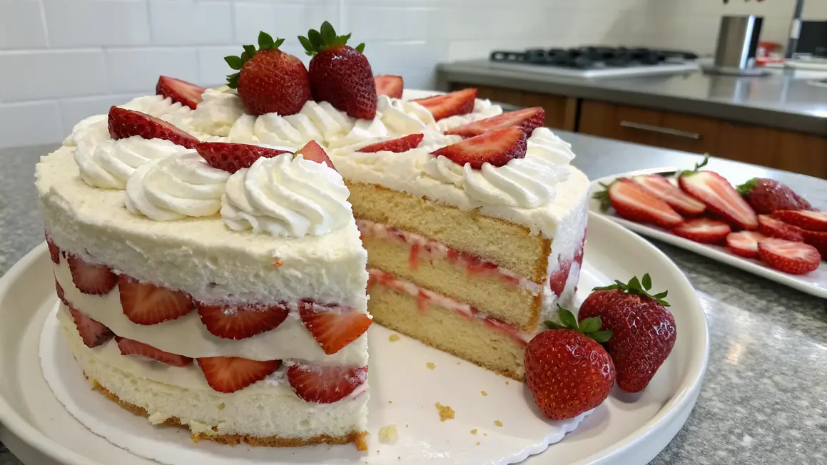 Whipped Cream Strawberry Cake Recipe